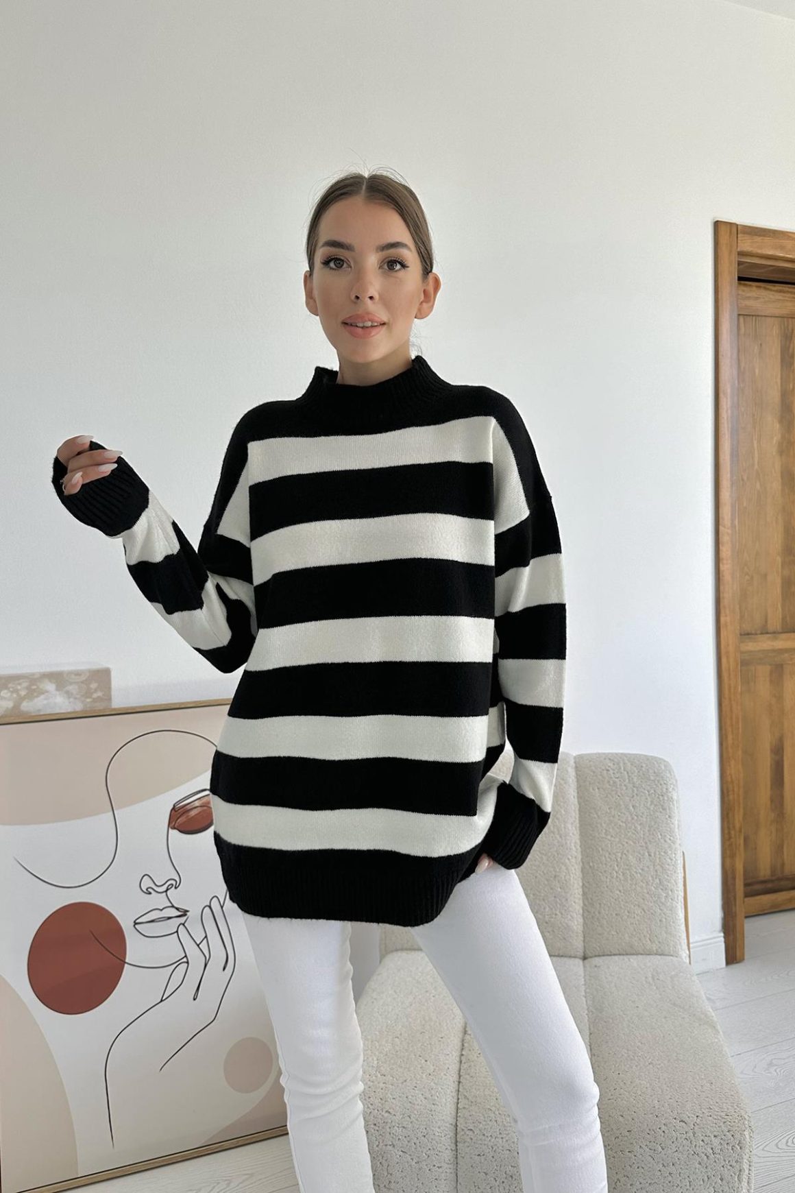 Striped Knitwear Sweater - Black