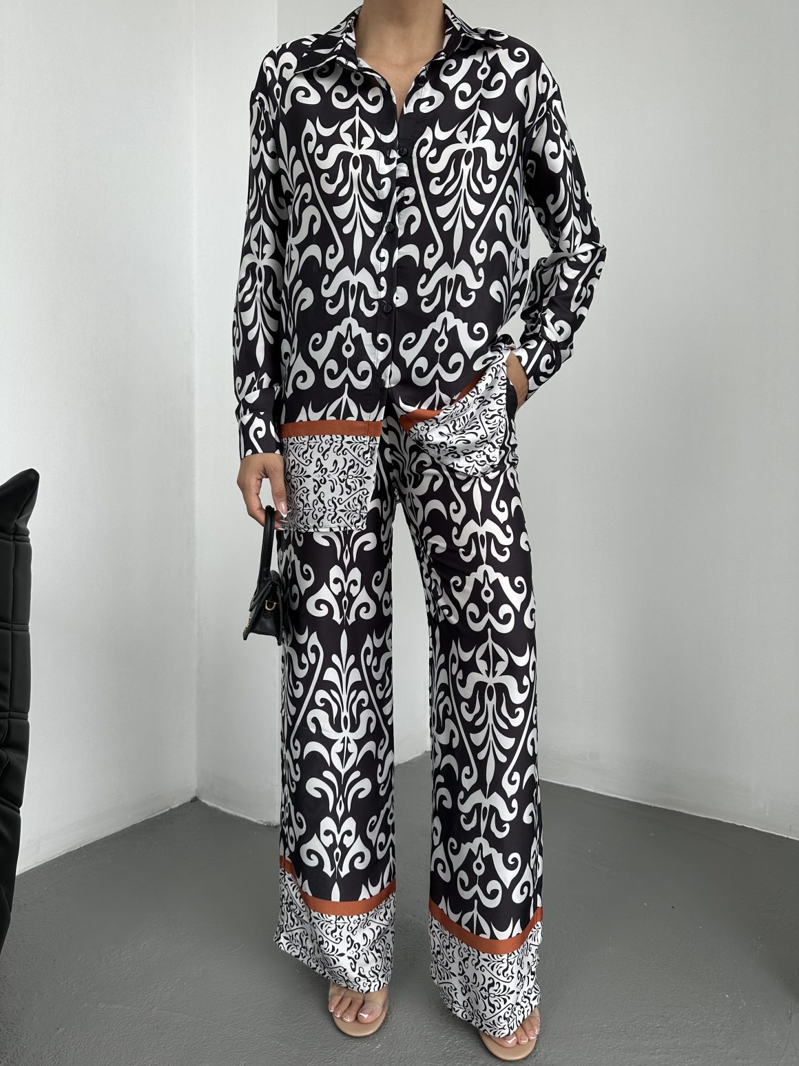 Σετ Σατέν - Ασπρoμαυρο print