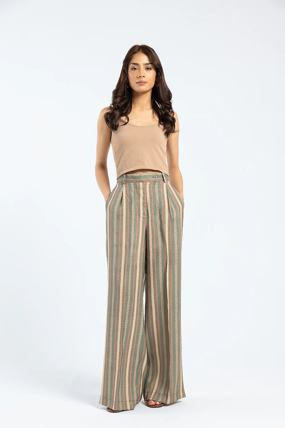 "Model wearing a Silhouette Trouser with amazing stitching"