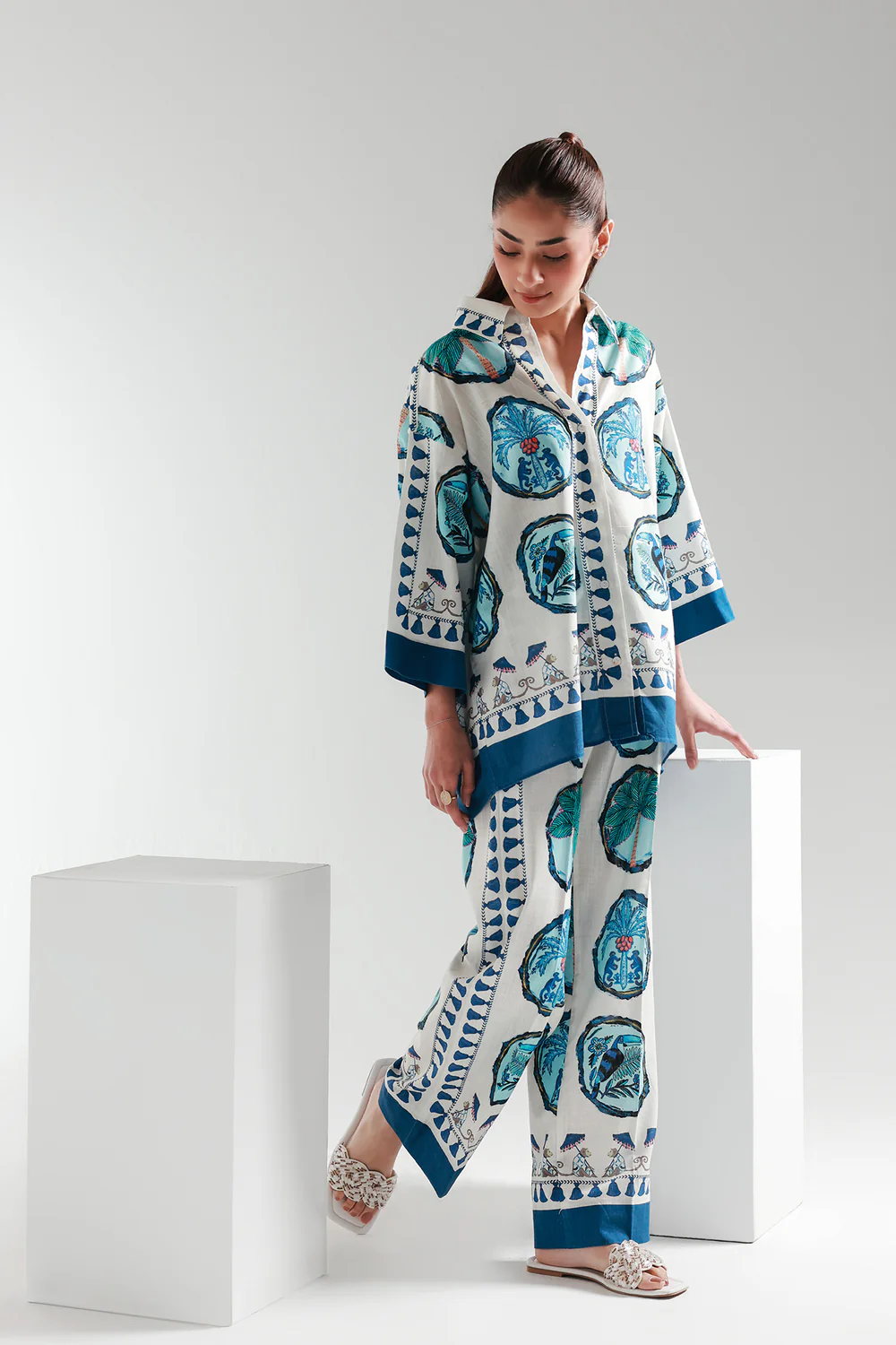 White Floral Print Co-ord Set