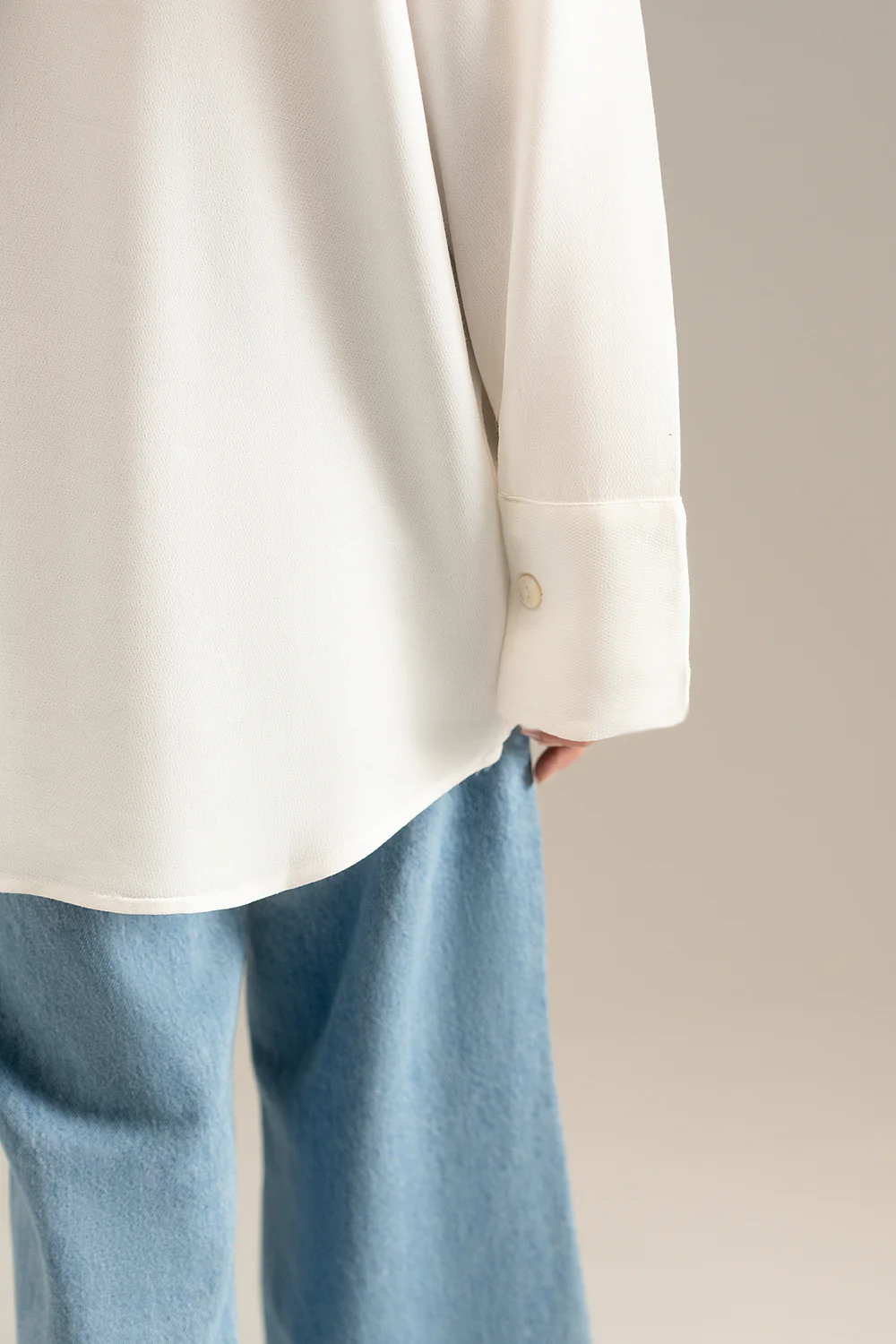 White Flared Sleeve Ban Collar Top - Image 7