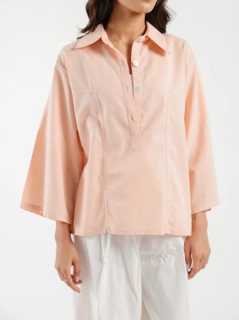 Casual summer shirt in soft orange hue for women